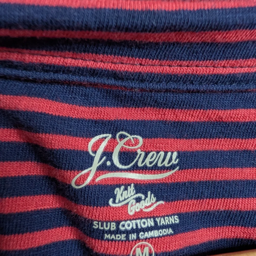 J.Crew Striped Button Up Shirt Mens Medium Red Blue Slub Cotton‎ Long Sleeve